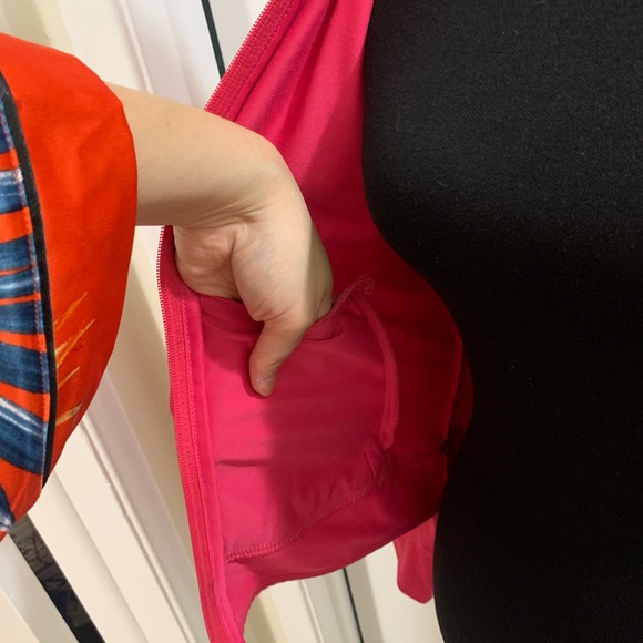 Champion “Barbie” Pink  & Black Long Sleeve Zip Up Activewear with Thumbholes - Picture 4 of 7